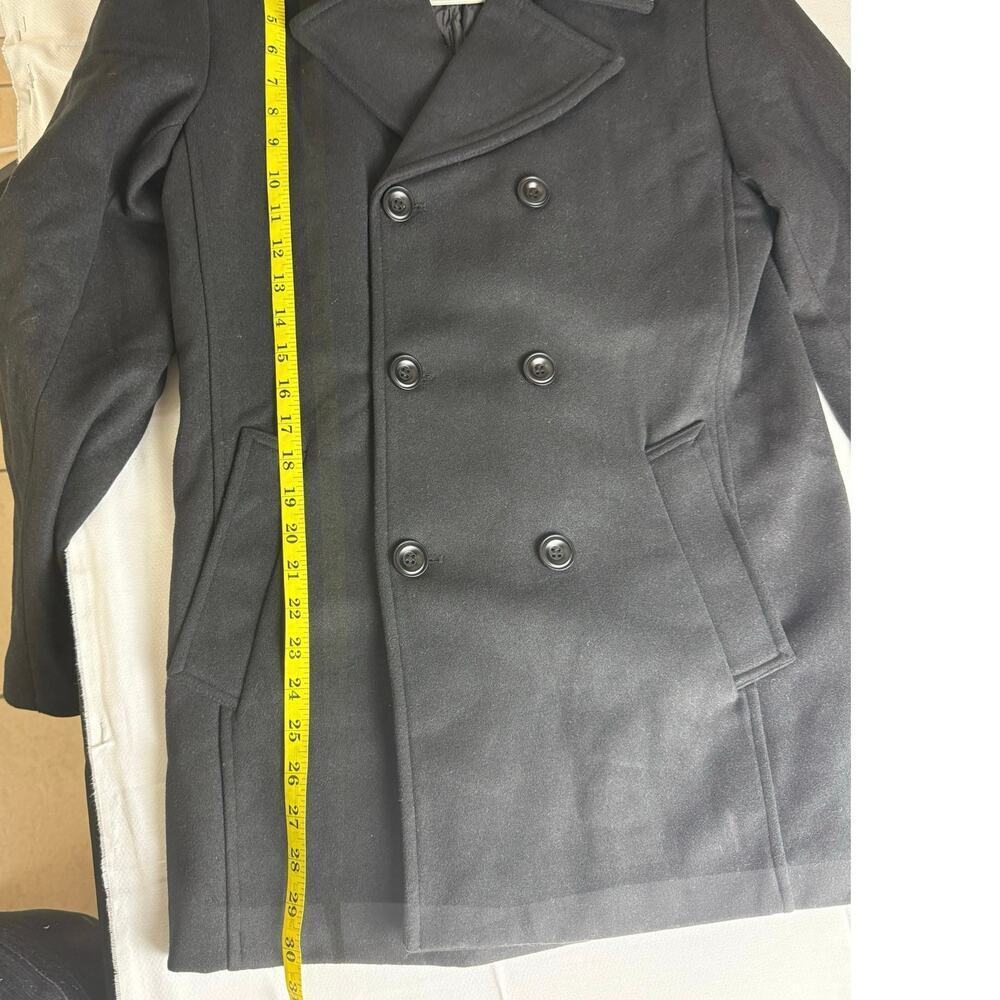 Chouyatou Men's Black Wool Blend Pea Coat - Size XS - Picture 5 of 10